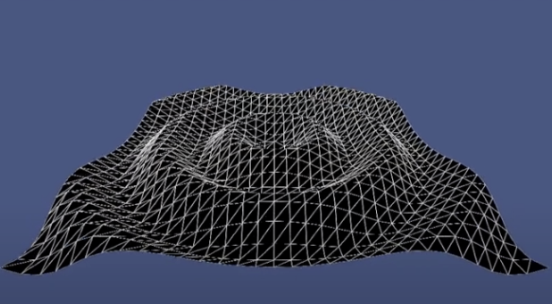 Wireframe mesh with Perlin noise applied to vertex heights